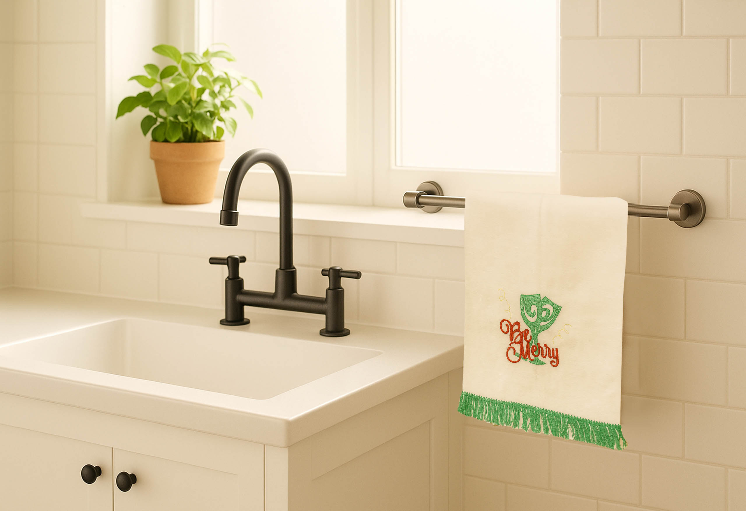 Be Merry Linen Kitchen Towel