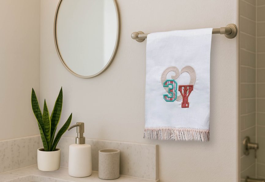 3Y Heart Linen Guest Towel