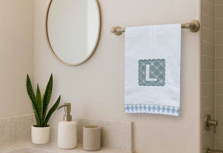 L Letter Linen Guest Towel