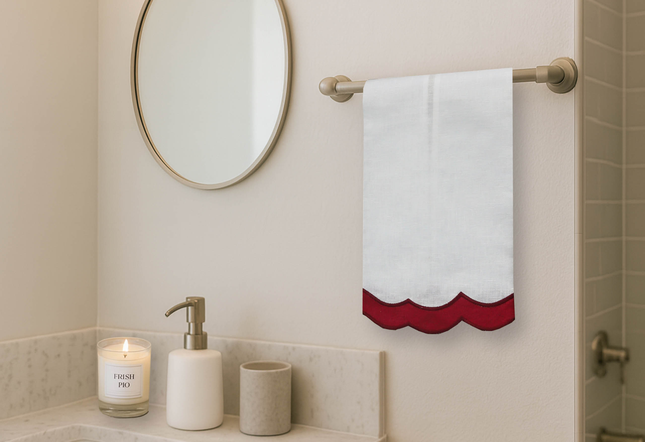 Maroon Decorative Border Linen Guest Towel