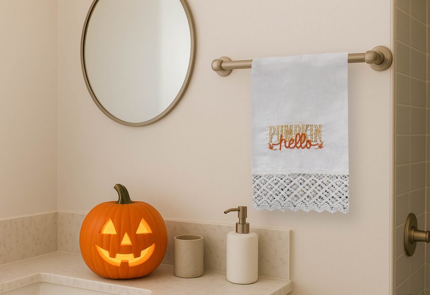 Hello Pumpkin-Halloween Linen Guest Towel