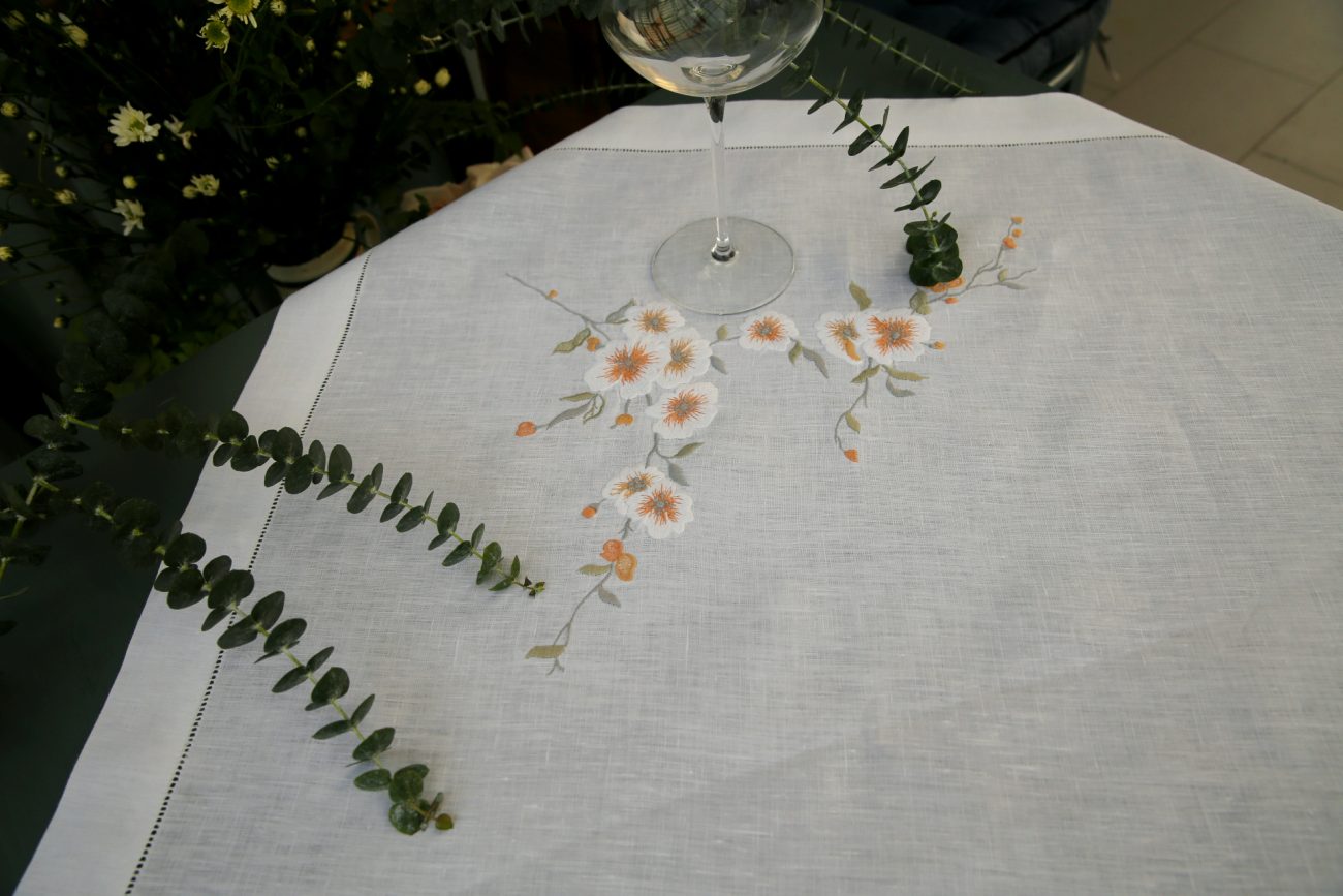 Blush Blossom Linen Table Cloth - Image 2