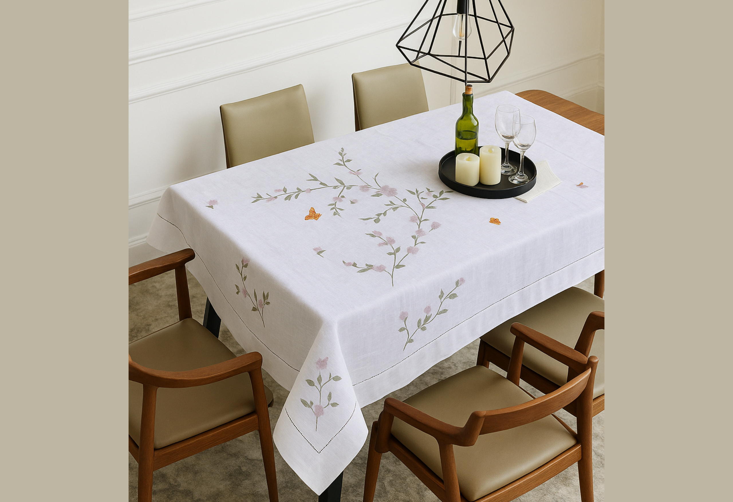 Sakura Linen Table Cloth - Hình ảnh 2