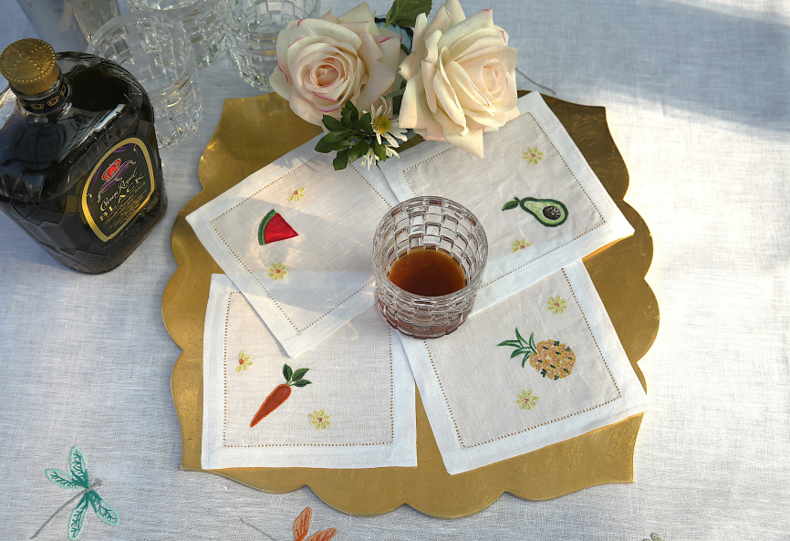 Summer Fruit Collection Linen Cocktail Napkin