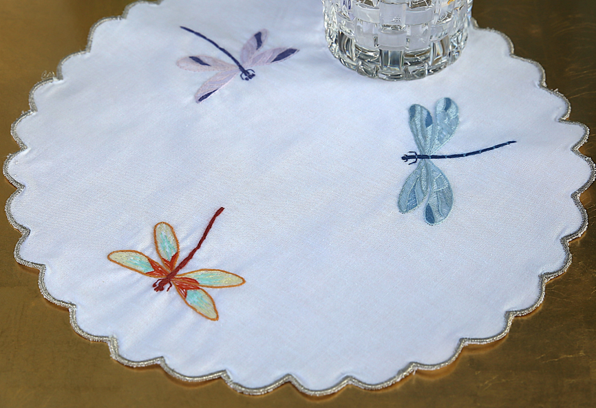 Dragon Fly Linen Cocktail Napkin