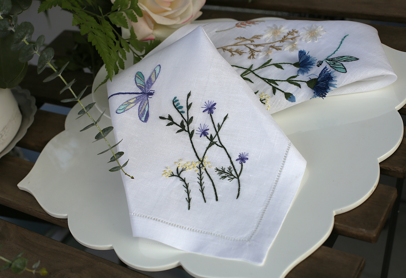Petals & Dragonfly Linen Napkin