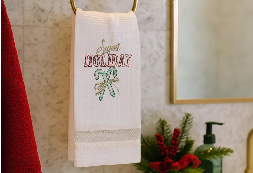 Sweet Holiday-Christmas Linen Guest Towel