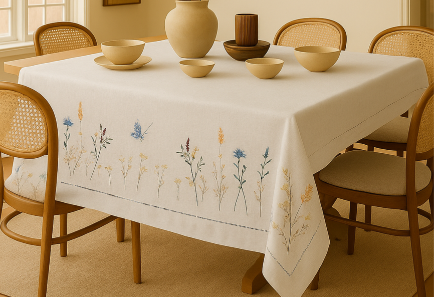 Whispers of the Meadow Linen Table Cloth