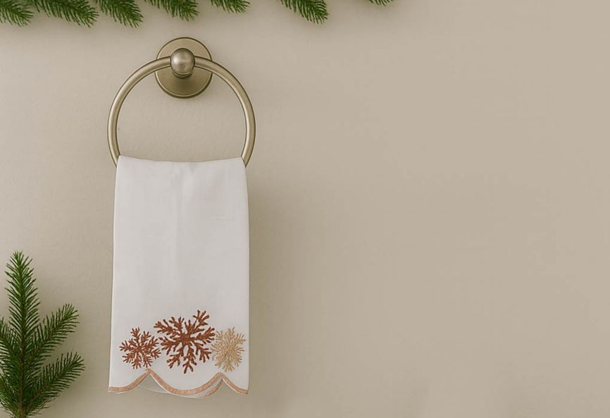 Red Corals Linen Guest Towel