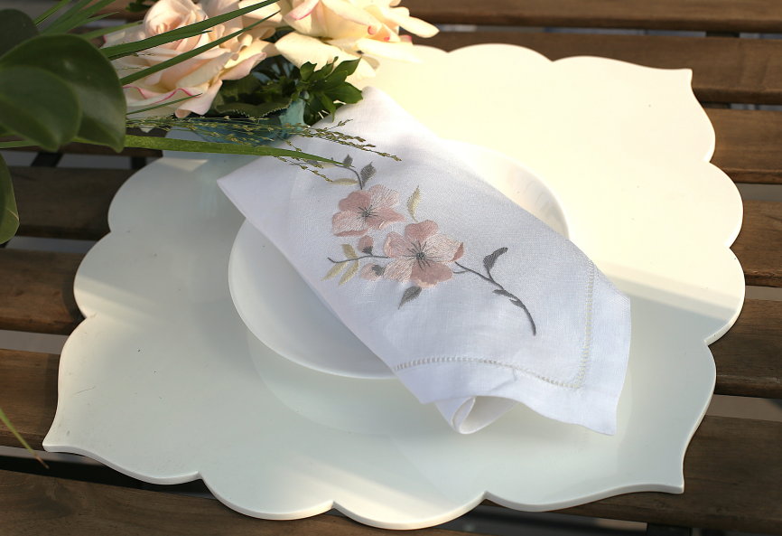Blush Blossom Linen Napkin