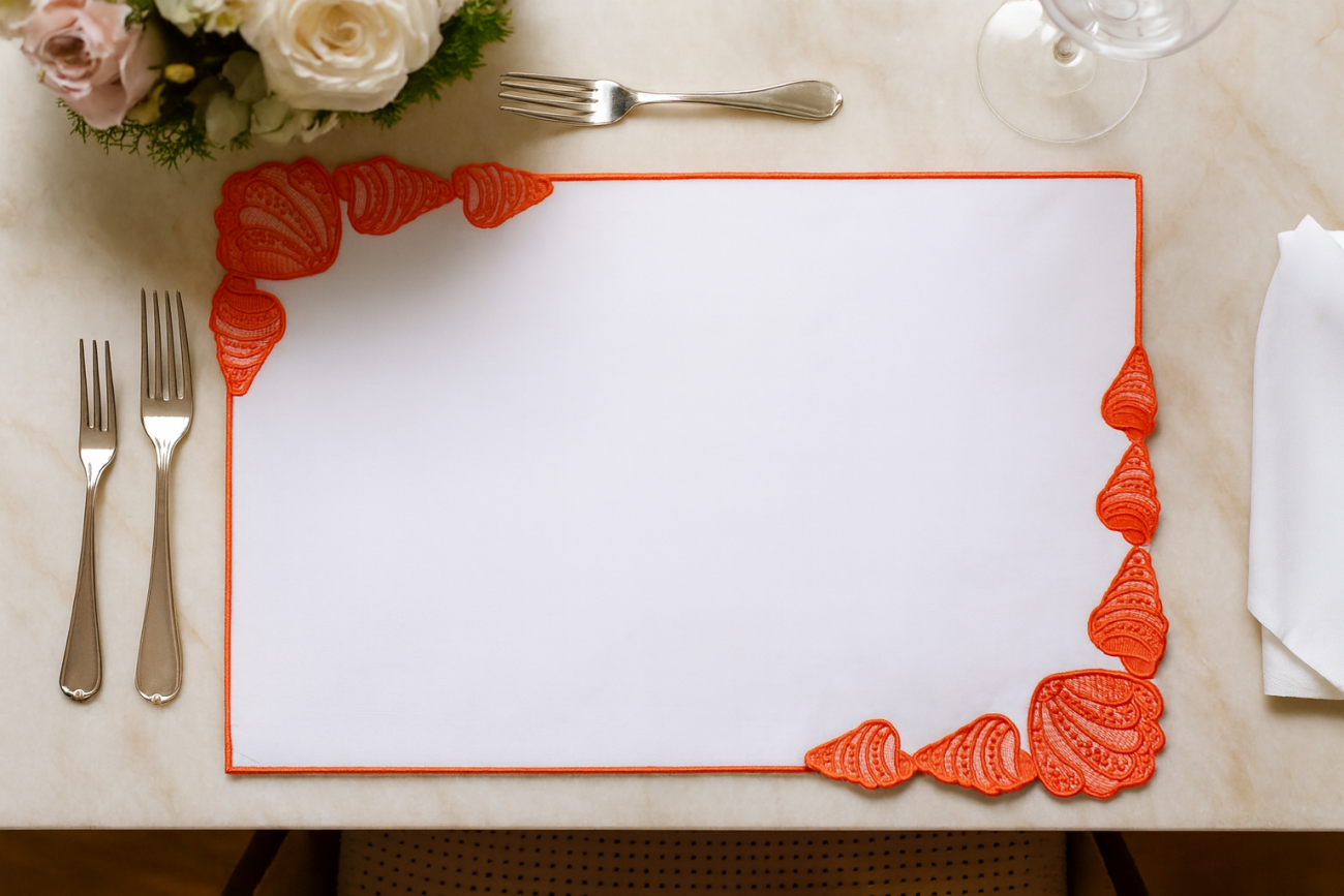 Red Seashell Linen Placemat