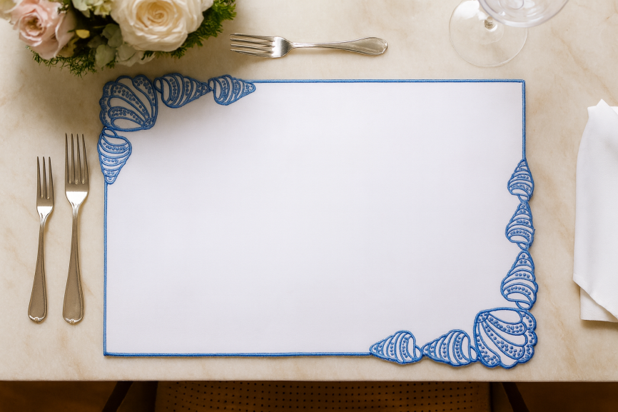 Blue Seashell Linen Placemat