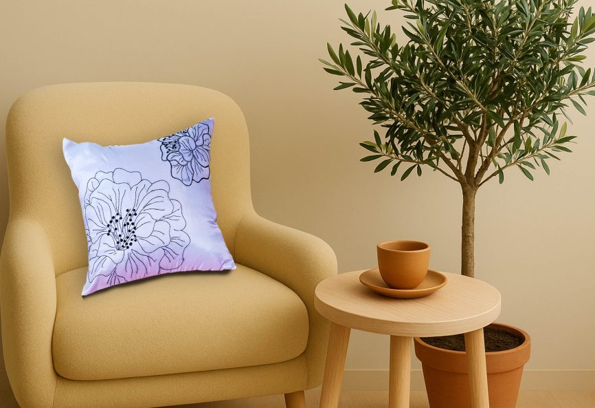 Rose Outline Decorative Pillow