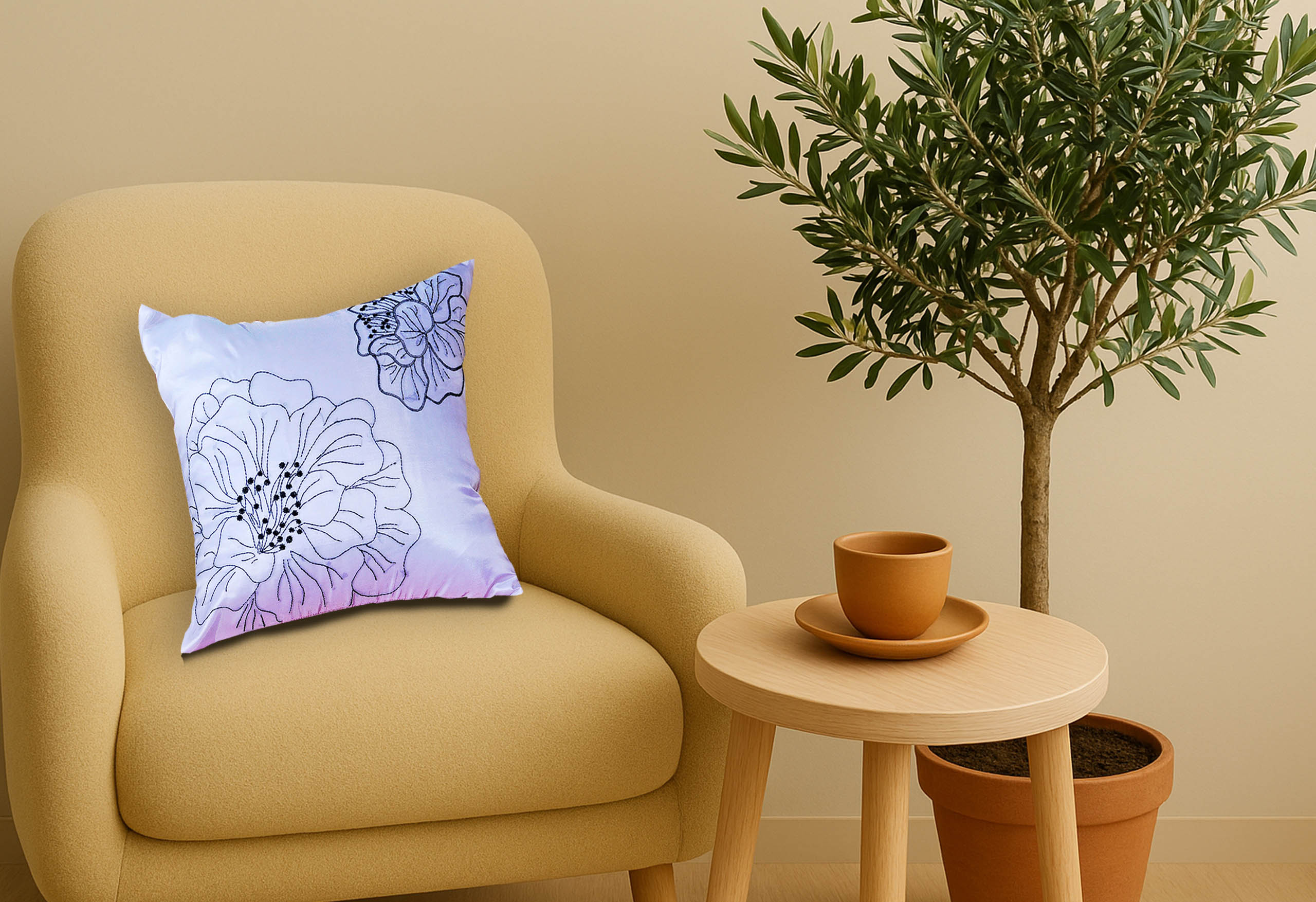 Rose Outline Decorative Pillow