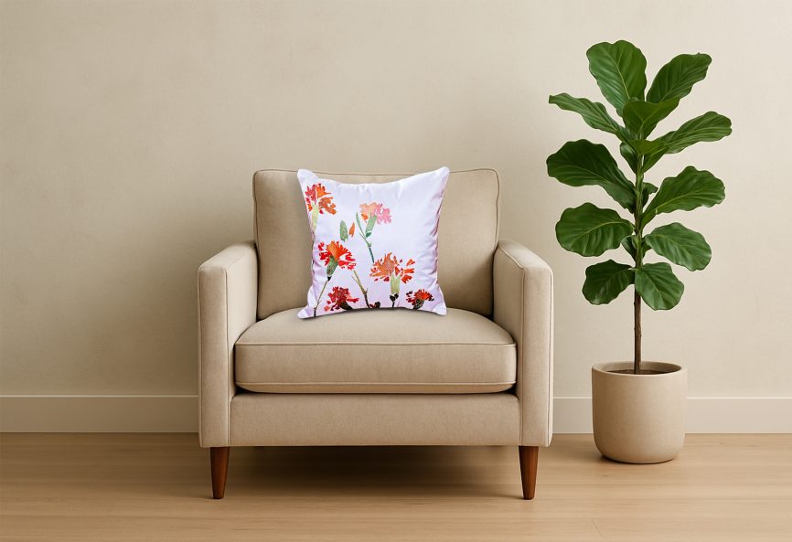 Carnation Linen Decorative Pillow
