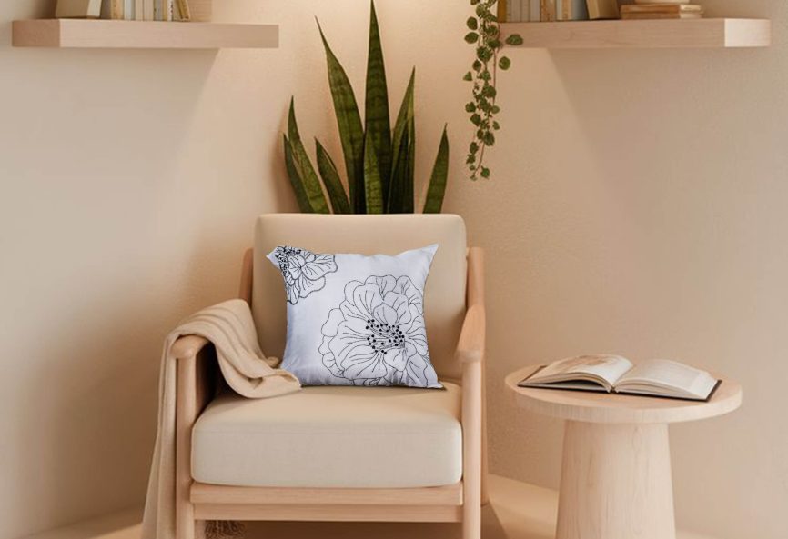 Rose Outline Decorative Pillow