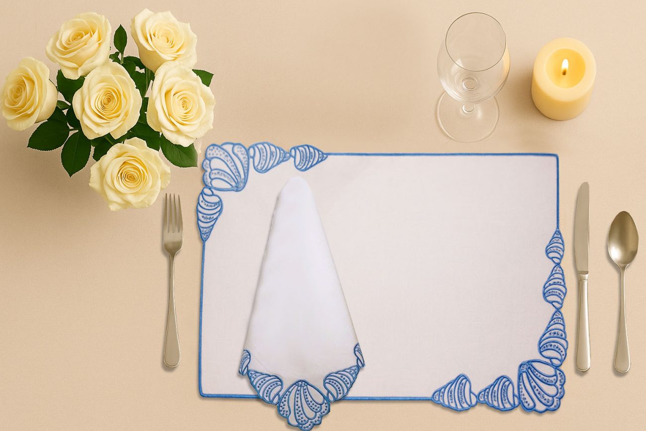 Blue Cockle Linen Napkin - Image 2