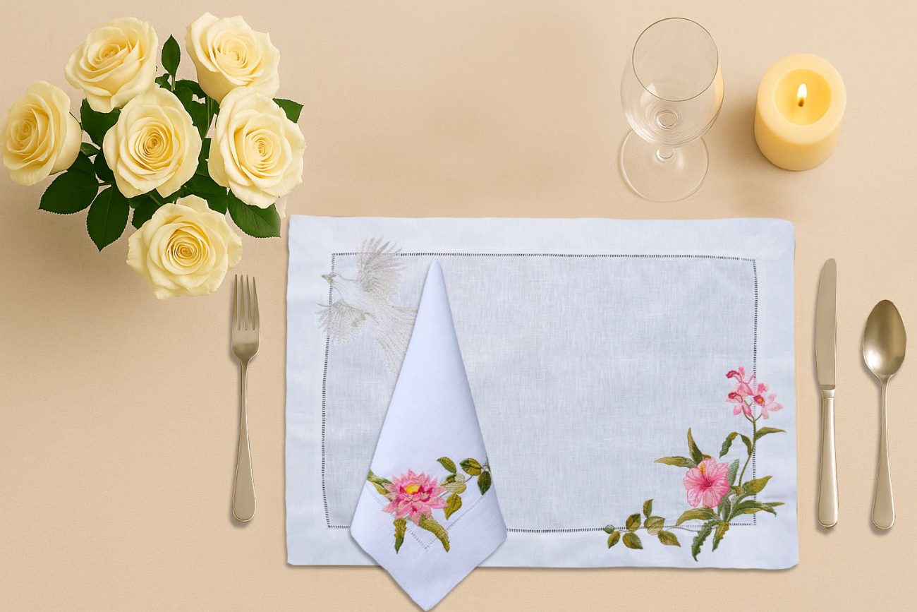 Hibiscus & Orchid Song Linen Place Mat - Image 2