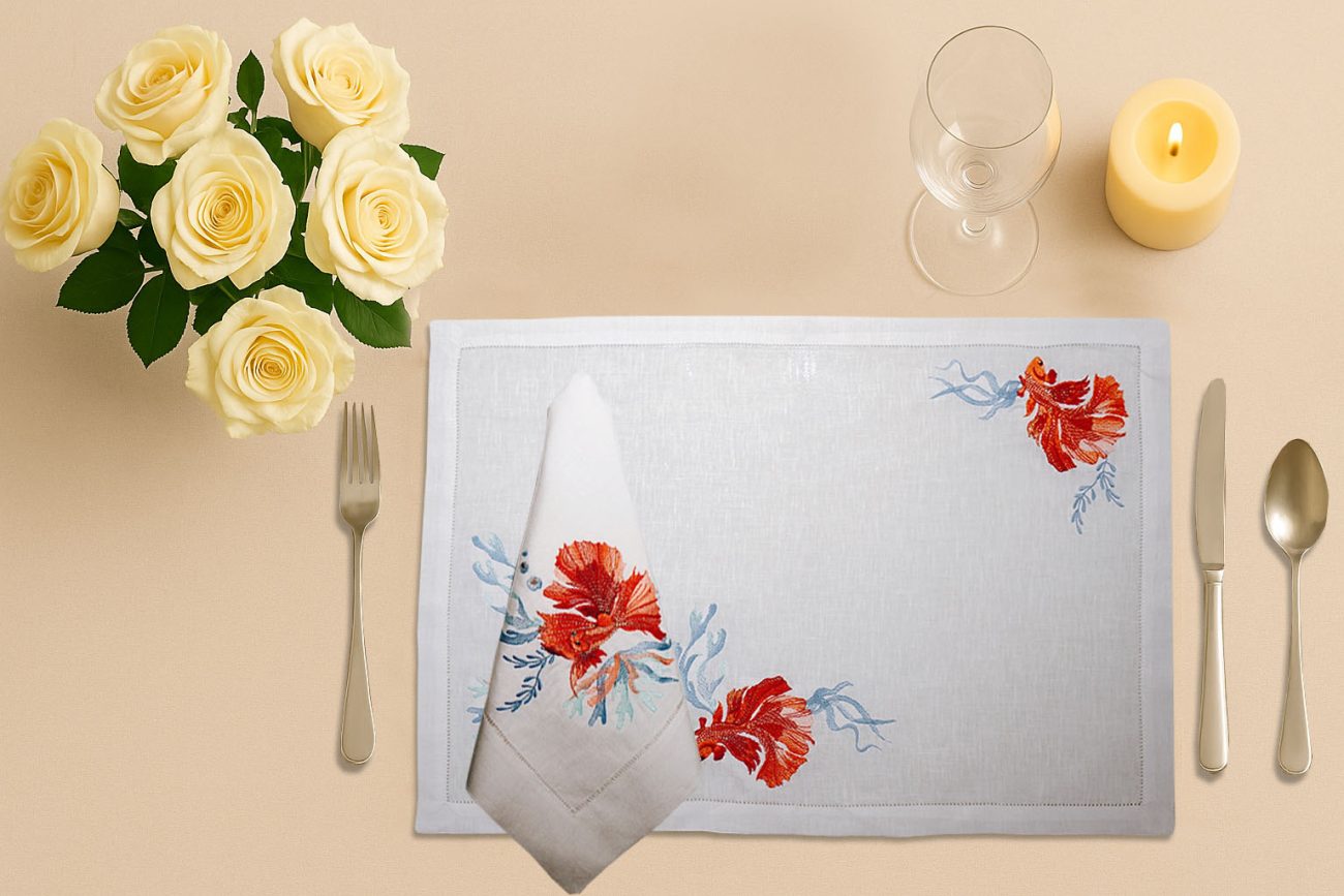 Golden Fish Linen Place Mat - Image 2