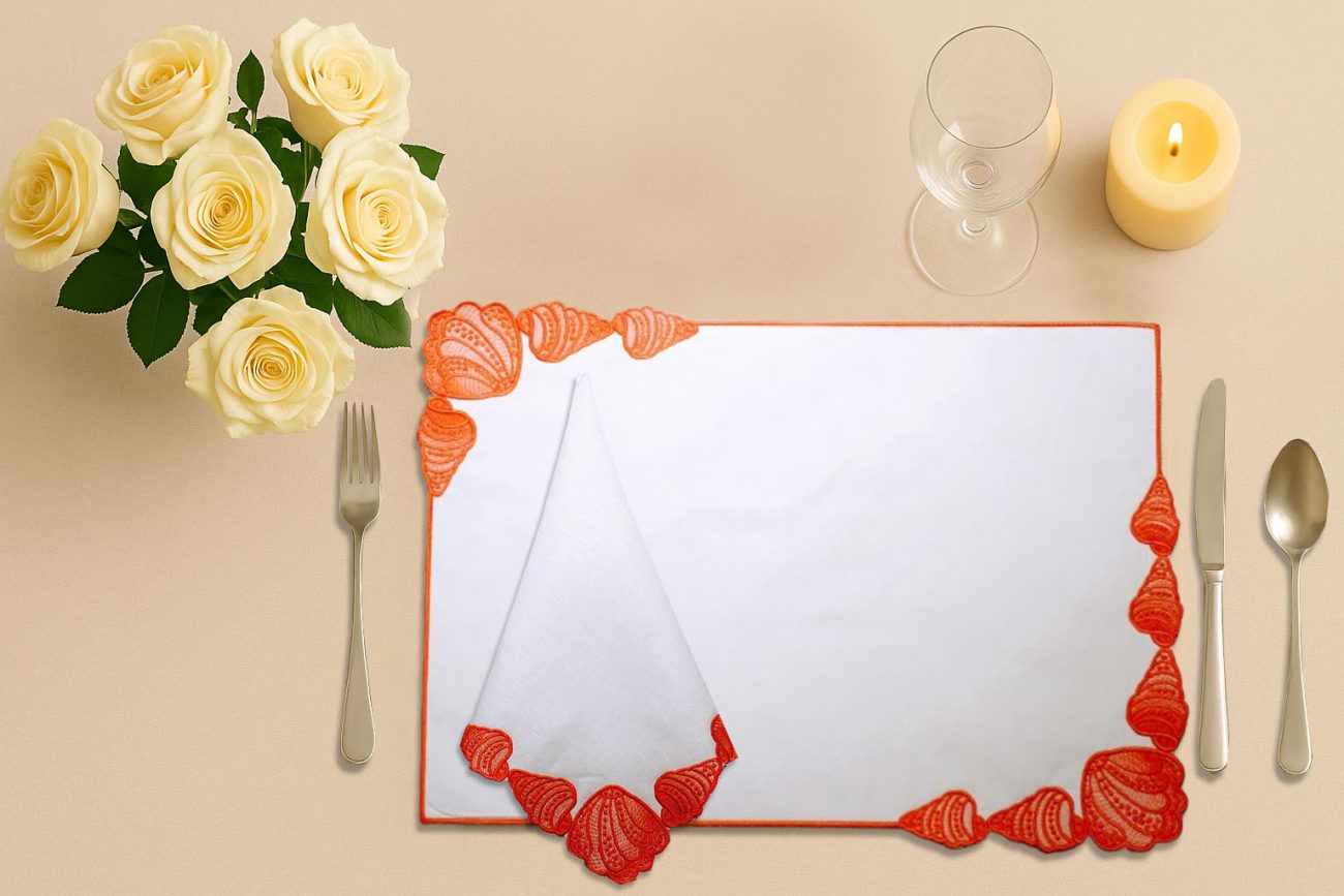 Red Cockle Linen Place Mat - Image 2