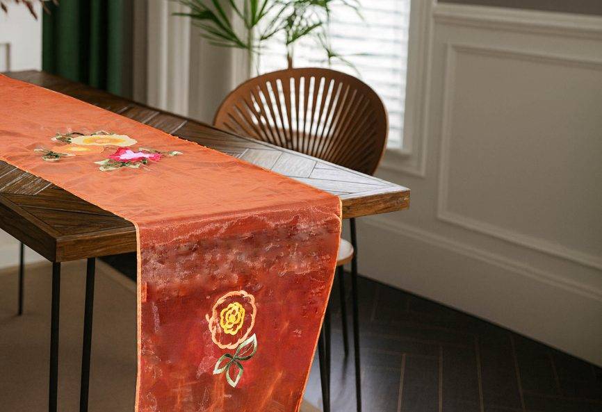 Autumn Bloom Organza Table Runner