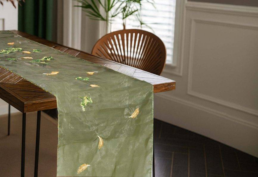 Autumn Leaves Organza Table Runner