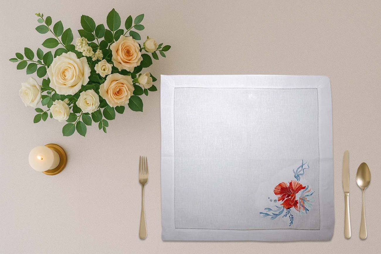 Golden Fish Linen Napkin