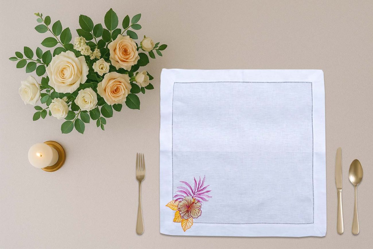 Tropical Hibiscus Linen Napkin