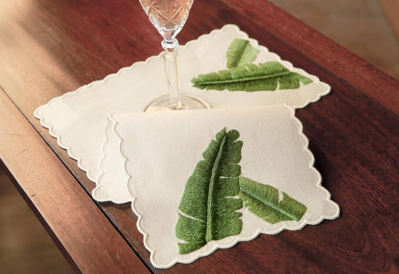 Tropical Banana Leaf Linen Cocktail Napkin
