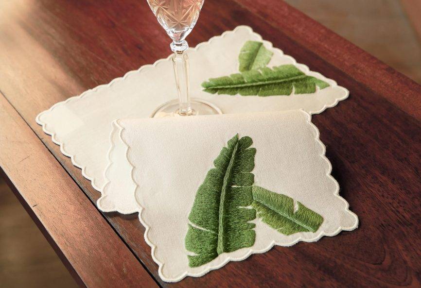 Tropical Banana Leaf Linen Cocktail Napkin