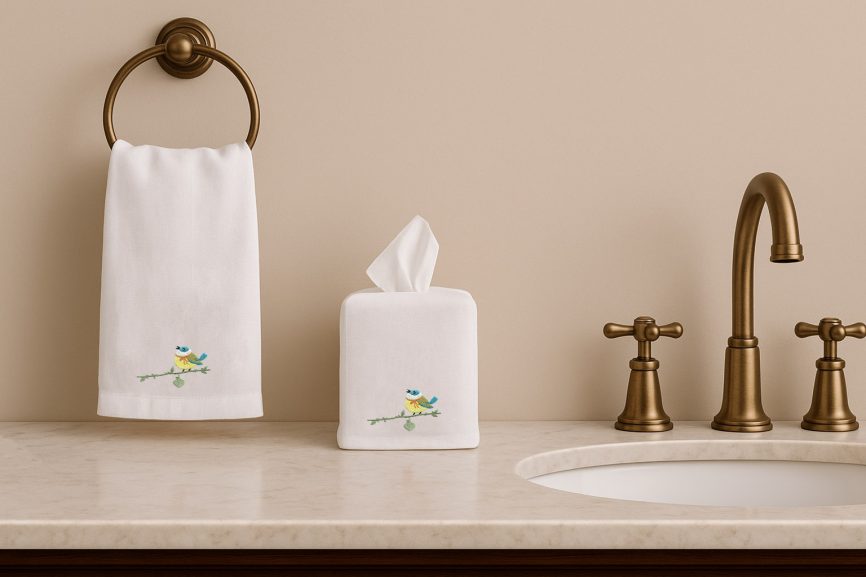 Blue Tit Linen Tissue Box Cover