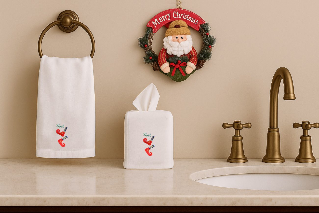Striped Stocking Linen Tissue Box Cover