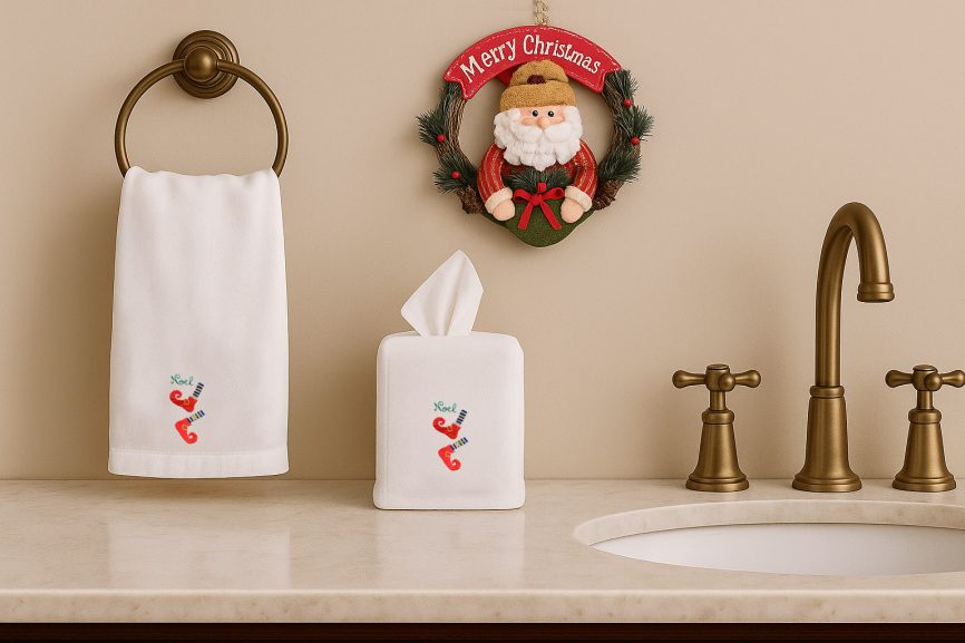 Striped Stocking Linen Tissue Box Cover