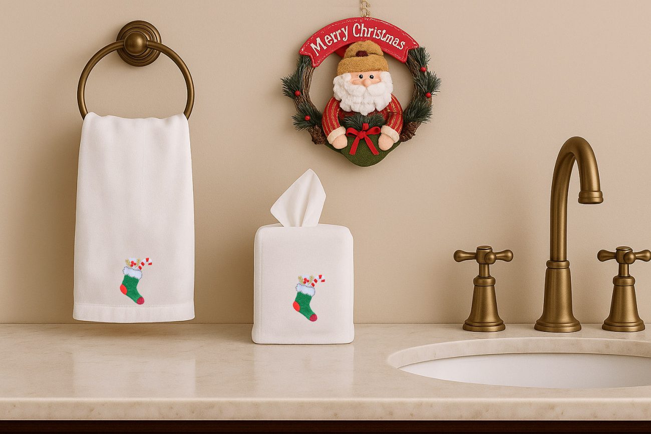Candy Cane Stocking Linen Tissue Box Covers