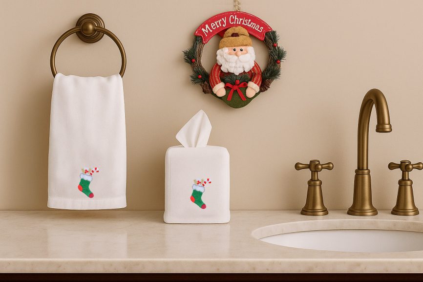 Candy Cane Stocking Linen Tissue Box Covers