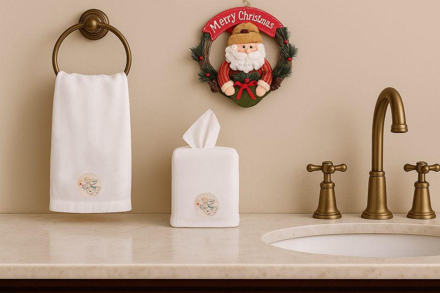 Christmas Angel Linen Tissue Box Covers