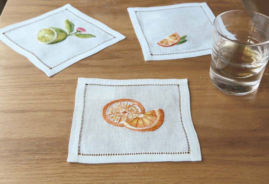 Lemon Linen Cocktail Napkin
