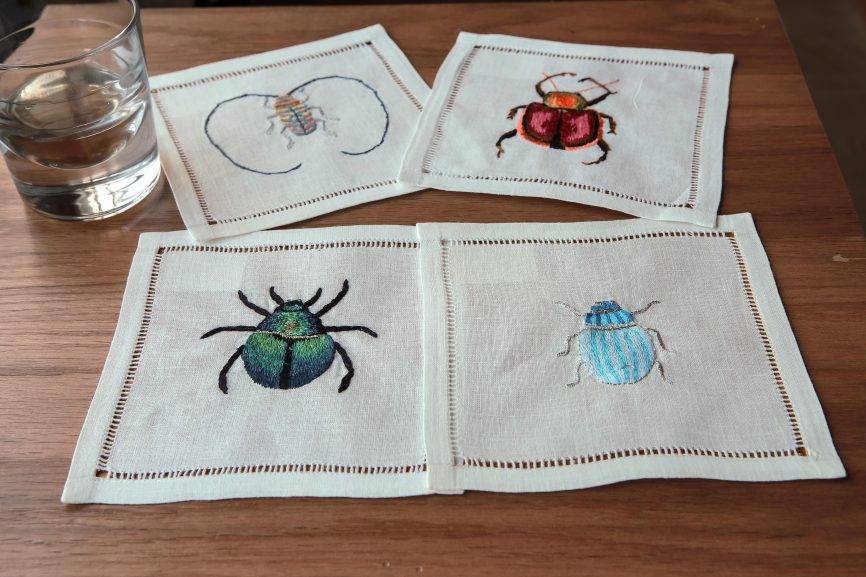 Beetle Beauties Linen Cocktail Napkin