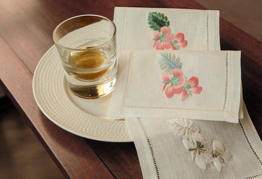 Orchid Bloom Linen Cocktail Napkin