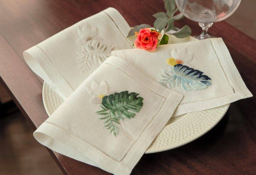 Island Frangipani Linen Cocktail Napkin