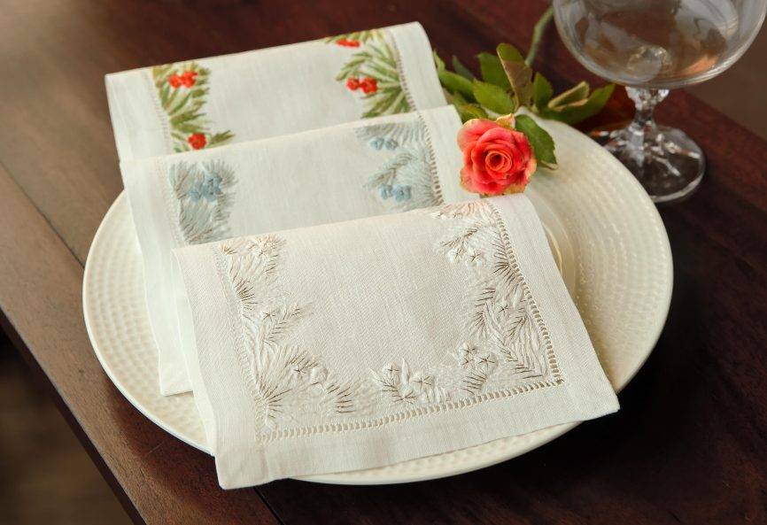 Jasmine Charm Linen Cocktail Napkin