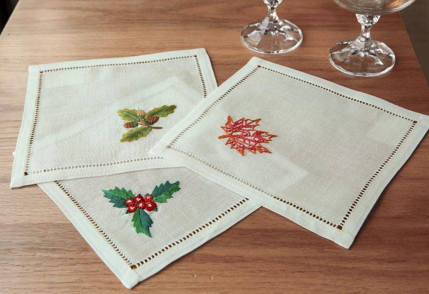 Winter Charm Linen Cocktail Napkin