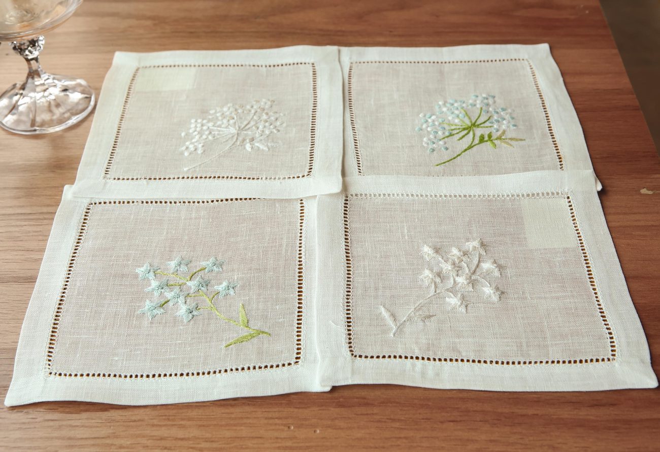 Ethereal Baby’s Breath Linen Cocktail Napkin