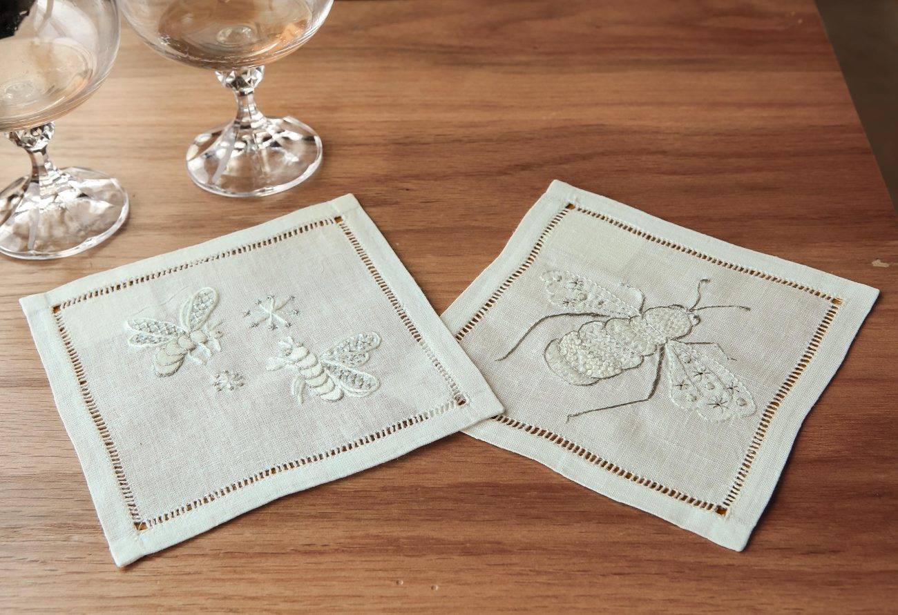 Little Beehive Linen Cocktail Napkin