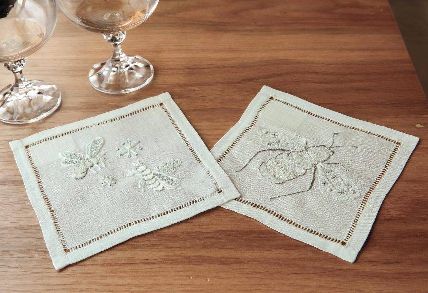 Little Beehive Linen Cocktail Napkin
