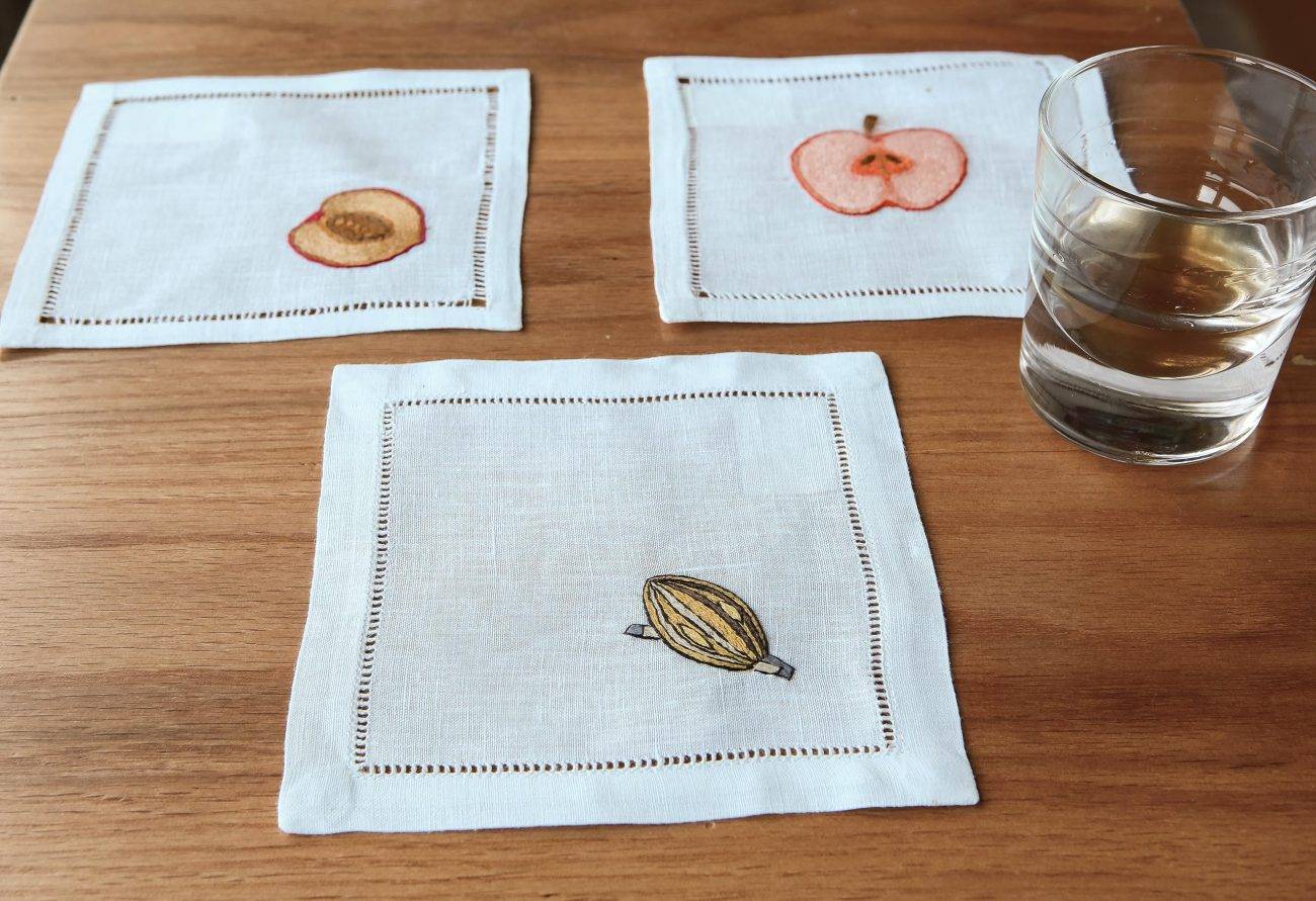 Autumn Orchard Linen Cocktail Napkin