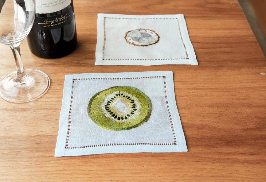 Kiwi & Coconut Linen Cocktail Napkin