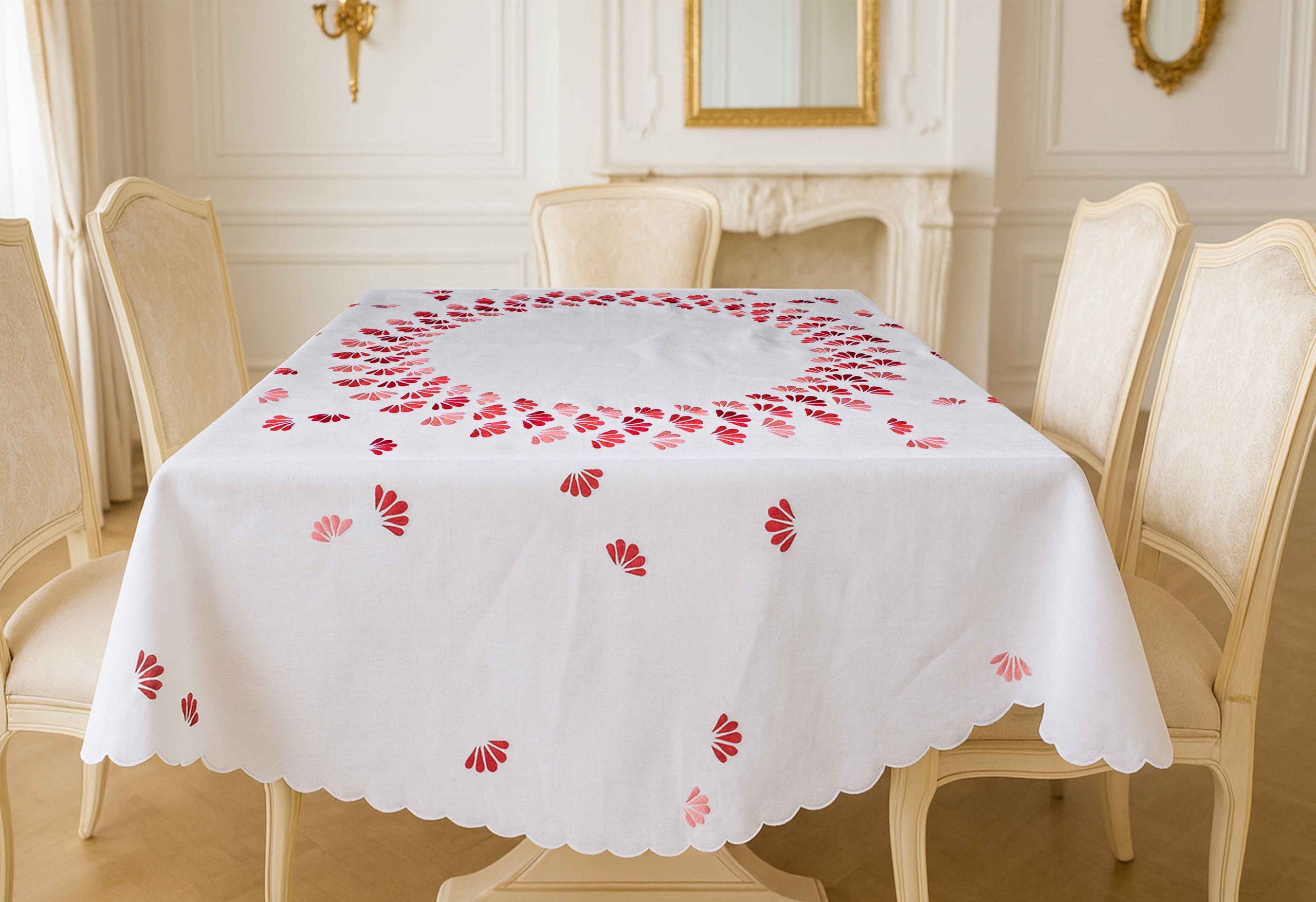 Crimson Petal Linen Tablecloth