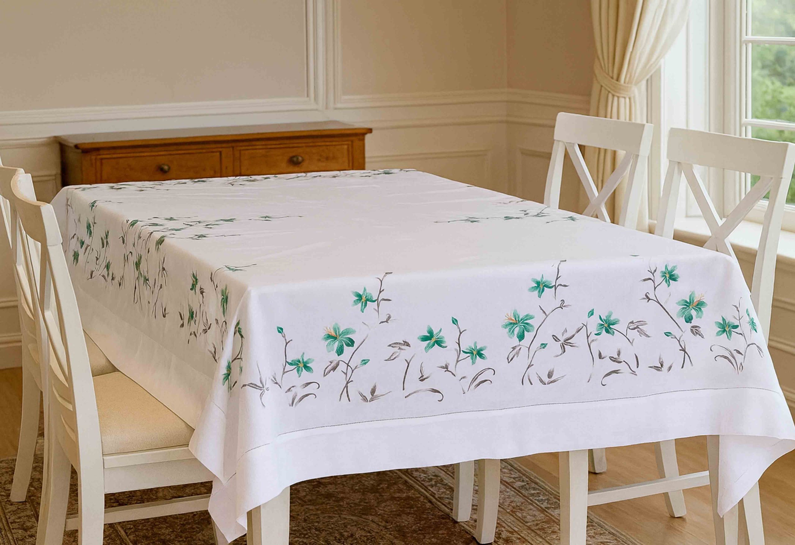 Jasmine Vine Linen Tablecloth