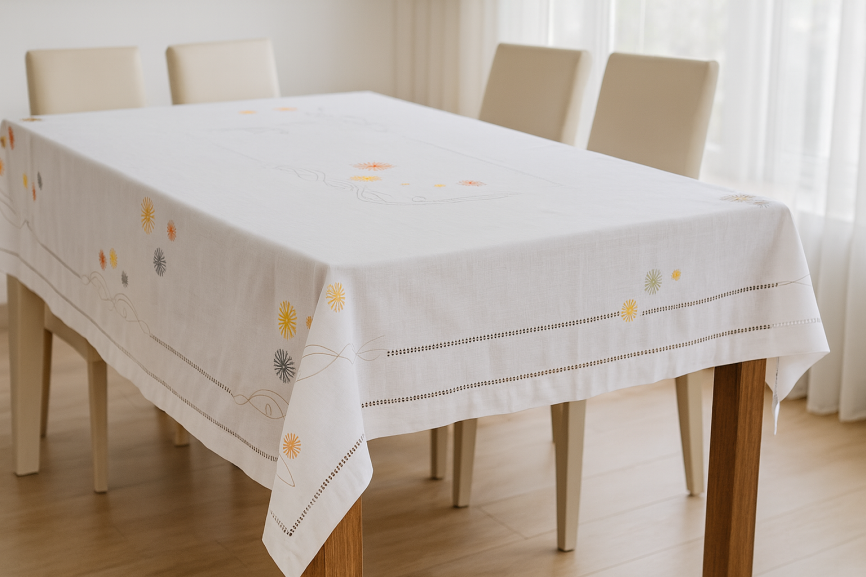 Sunny Bloom Linen Tablecloth